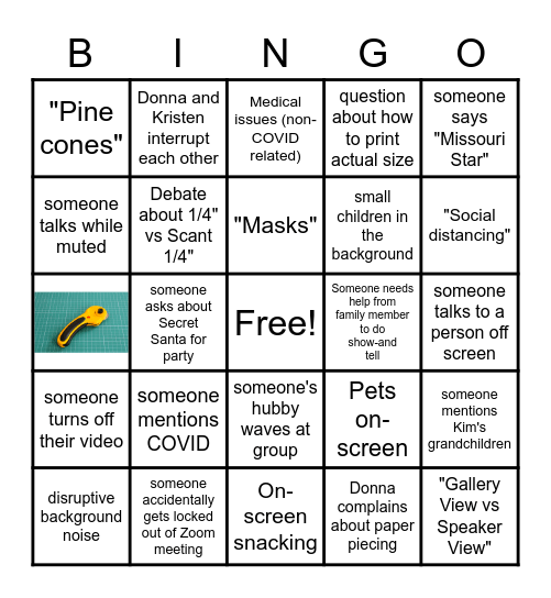 Quilting drinking game Bingo Card