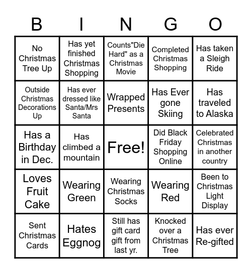 Christmas BINGO! Bingo Card