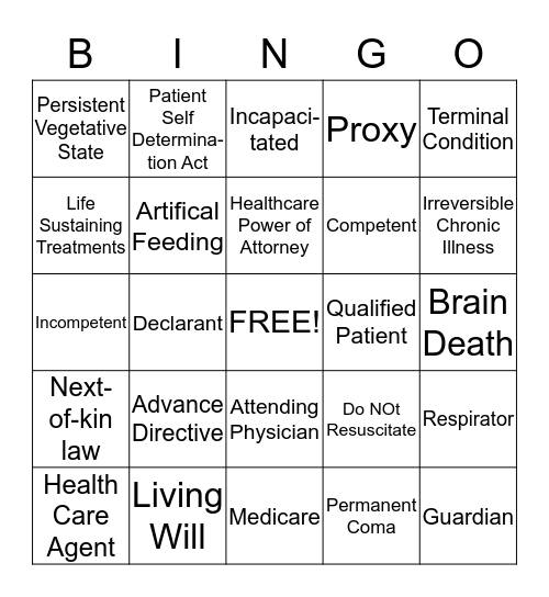 Advanced Directive BINGO Card