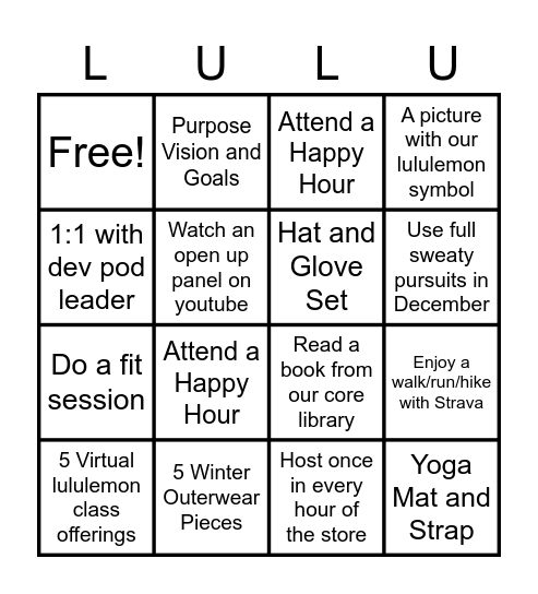 Holiday Bingo Card