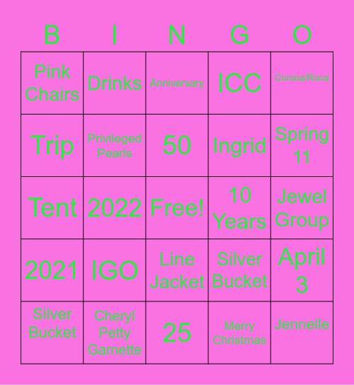 Spring 11 Holiday Bingo Card