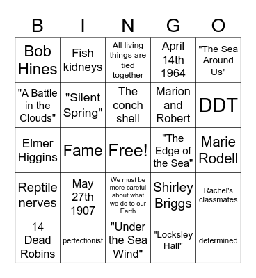 Rachel Carson Review Bingo Card