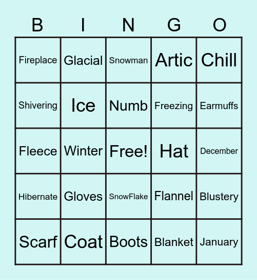 C'mon Winter! Bingo Card