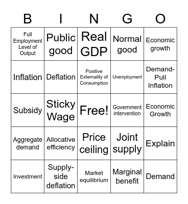 Econ Bingo Card