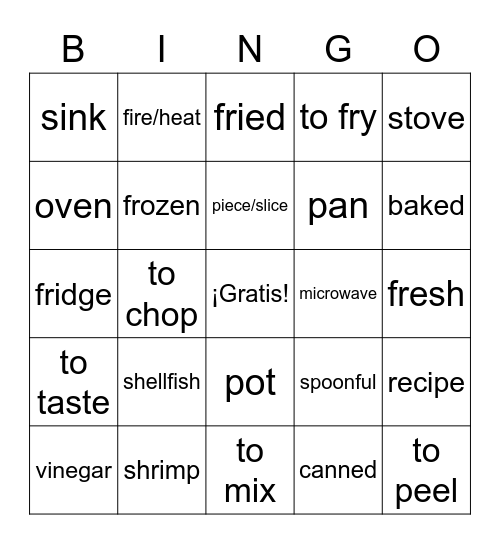 U7A: ¿Cómo se hace la paella? Bingo Card