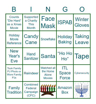 Virtual Holiday Bingo Card