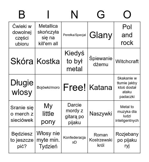 Kuc bingo Card