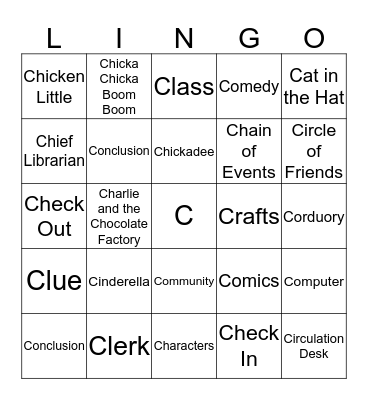 I Spy Library! - C Bingo Card