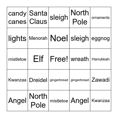 Holiday Bingo Card
