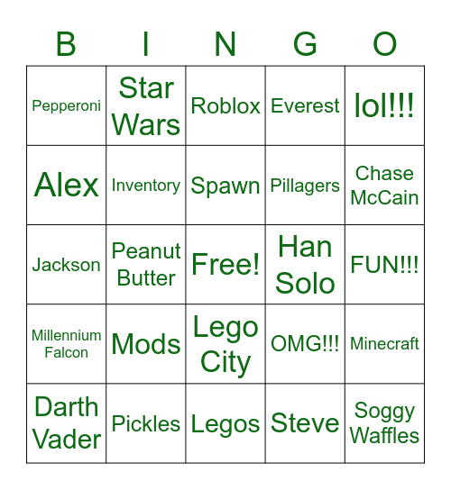 Jackson IS 9!! Bingo Card