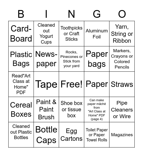 Art Find Bingo Card