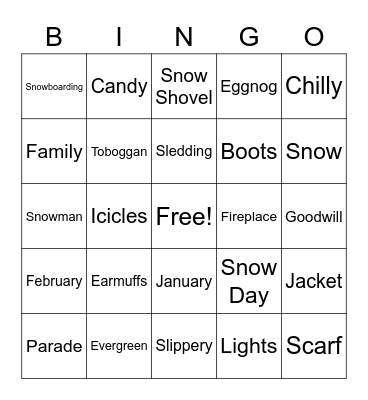 Winter Bingo Card