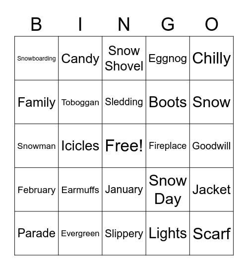 Winter Bingo Card