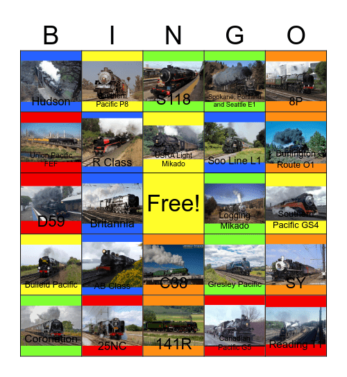 Ghosts of 2-8-2's, 4-6-2's, 4-6-4's and 4-8-4's Bingo Card