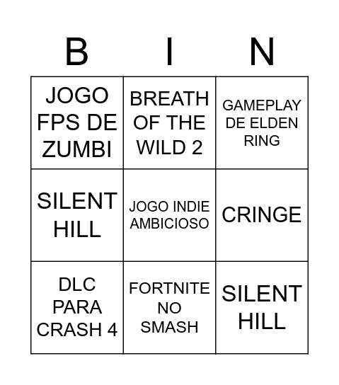 THE GAME AWARDS 2020 Bingo Card