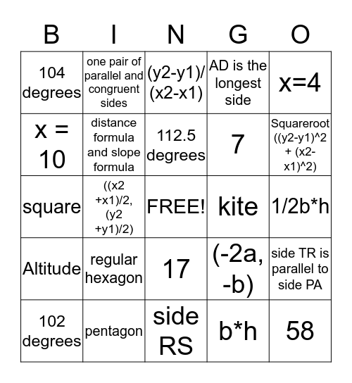 IA 3 Review! Bingo Card