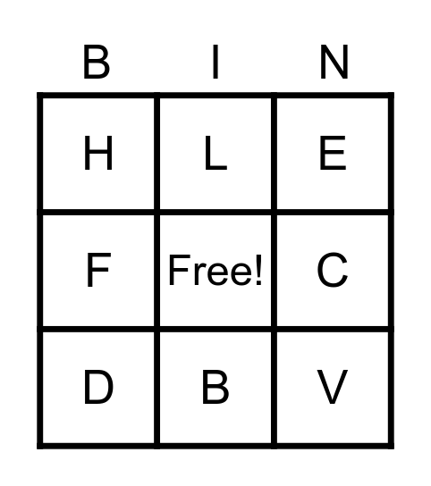 Letter Bingo Card