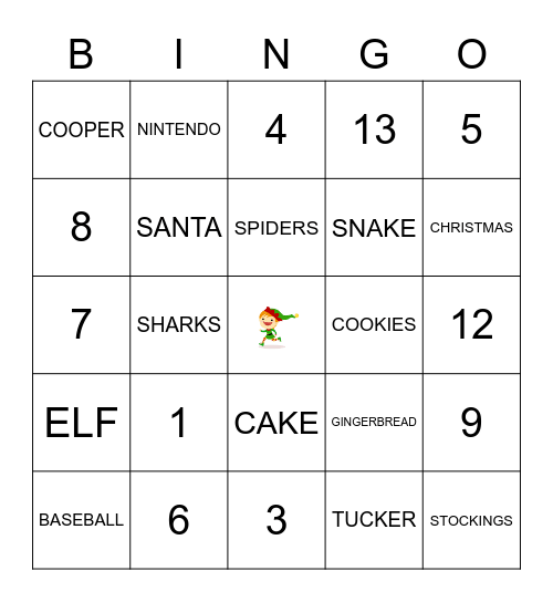 Cooper's Bingo Card