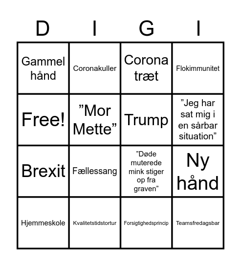 Året der gik galt Bingo Card