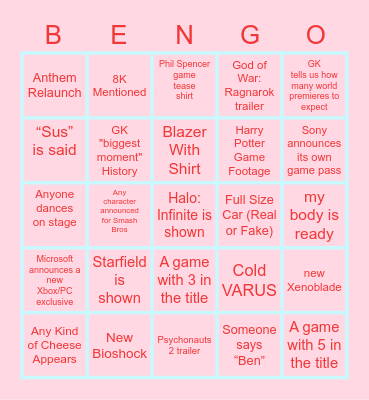 Gamer "Ben"go Bingo Card