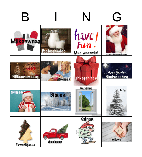 Niibaanamaang Bingo Card