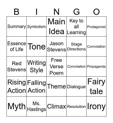 Midterm Review Bingo Card