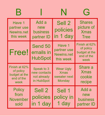 Marketing Group Christmas BINGO Card