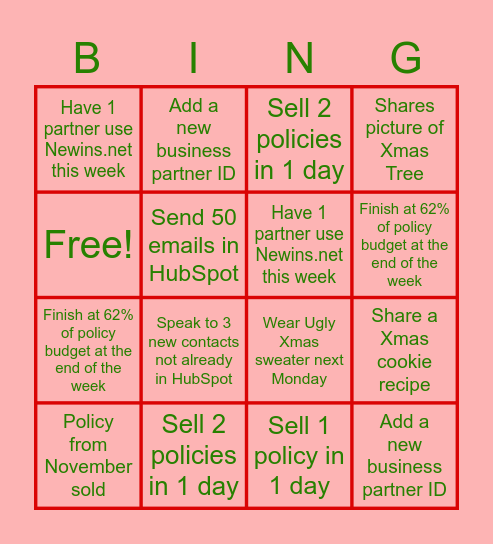 Marketing Group Christmas BINGO Card