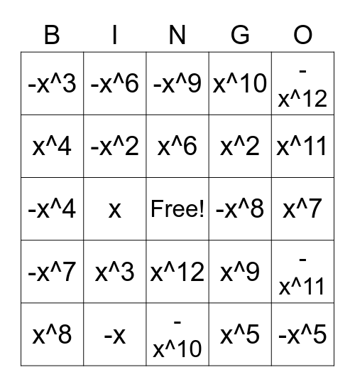 End Behavior and Zero's Bingo Card