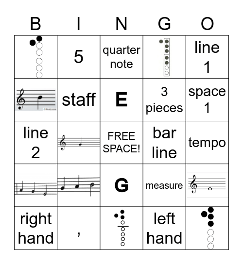 RECORDER BINGO!!!! Bingo Card