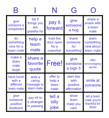 Gratitude Bingo Card