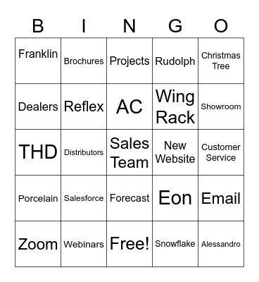 Year End Meeting Bingo Card