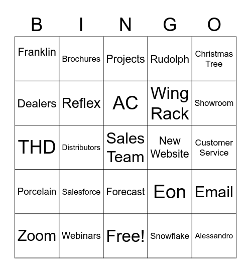 Year End Meeting Bingo Card