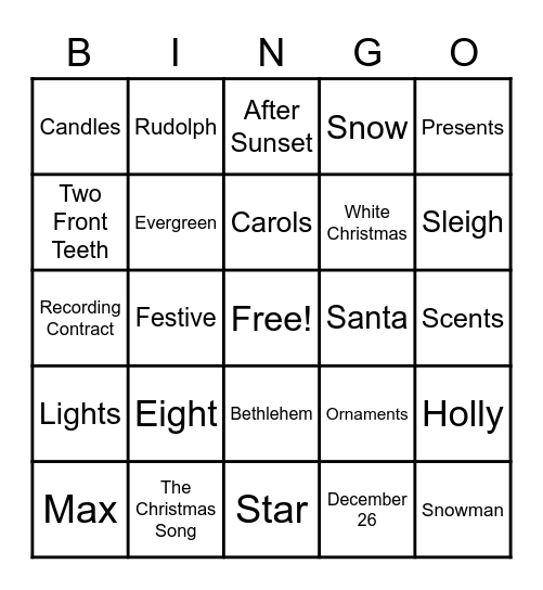 HOLIDAY BINGO Card
