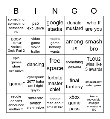 Game Wards Bingoh Bingo Card