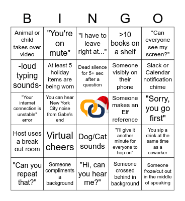 Virtual Holiday Party Bingo Card