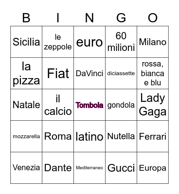 Tombola Cultura Bingo Card