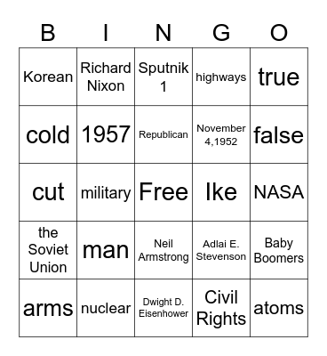 SPES Eisenhower in the White House Bingo Card
