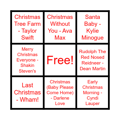 Hamilton Christmas Bingo Card