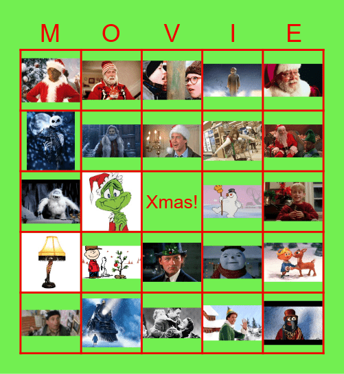 Christmas Movies Bingo Card