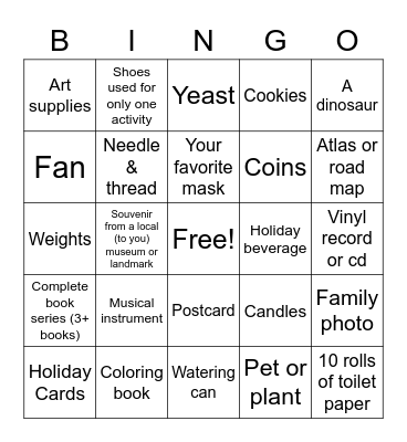 Covidlympics Indoor Bingo! Bingo Card