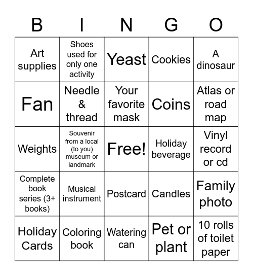 Covidlympics Indoor Bingo! Bingo Card