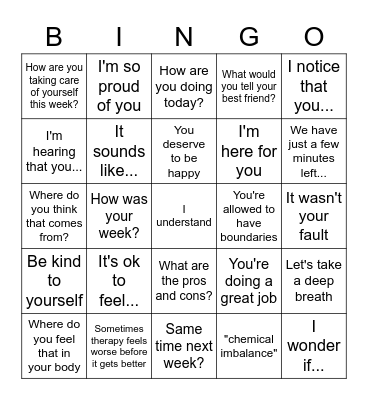 @psycotherapymemes Bingo Card