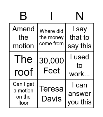 Board Bingo Card