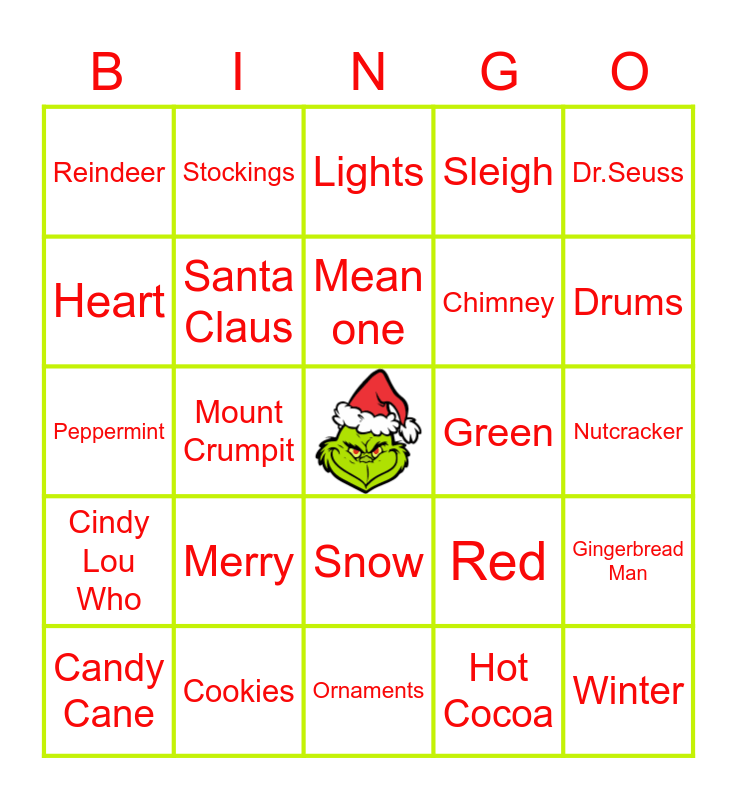 GRINCH BINGO! Bingo Card