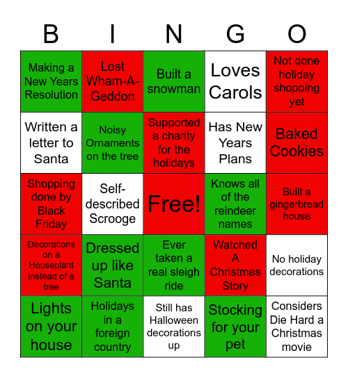 Virtual Holiday Bingo! Bingo Card