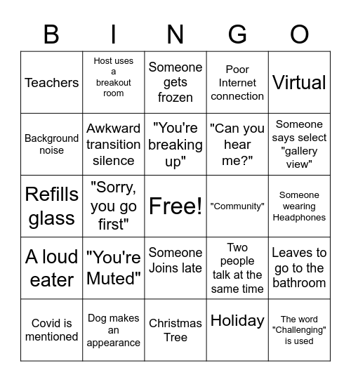 Samamish Bingo Card