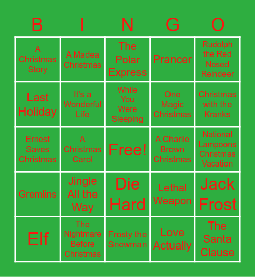 MCHS Christmas BINGO Card