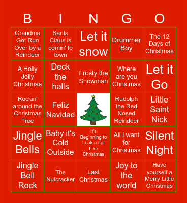 Holiday Music Bingo Card