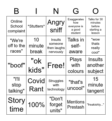 Chem Bingo Card